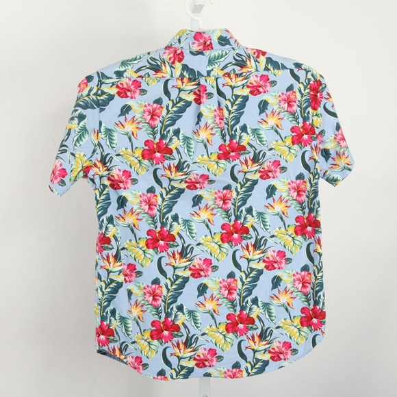 Ralph Lauren Shirt Mens Medium Blue Hawaiian Floral Short Sleeve Button Down - Picture 3 of 10